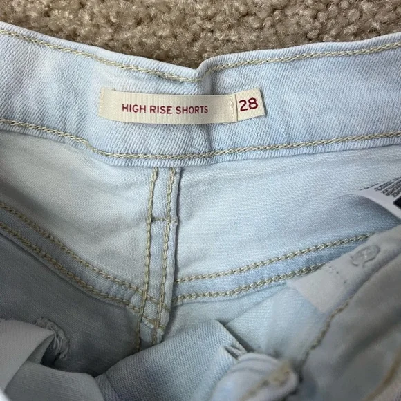 Light Blue Levi's High Waist White Denim Shorts - Picture 4 of 5